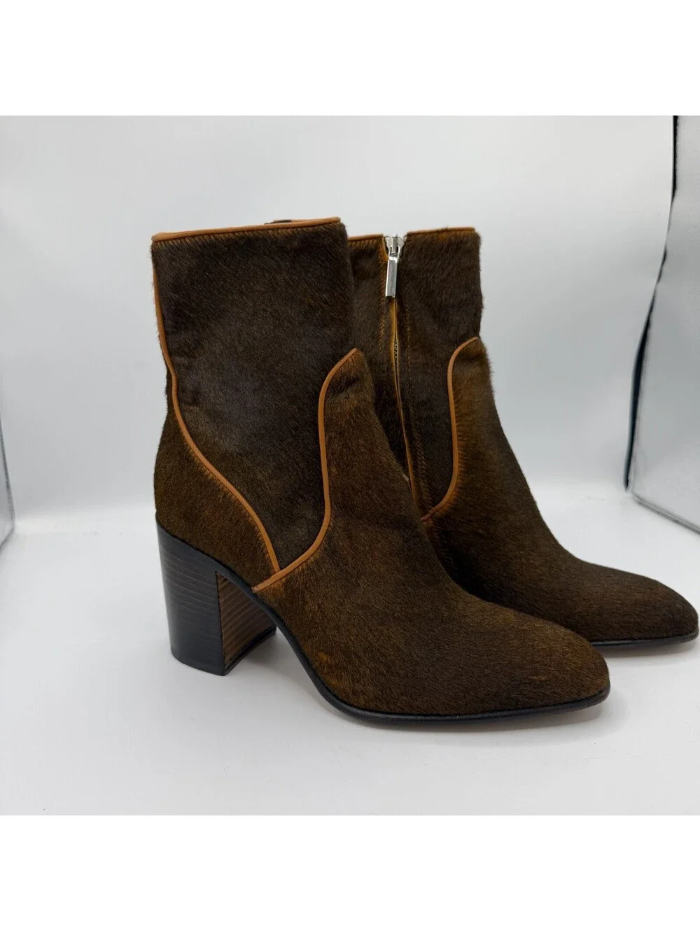 ALESSANDRO VASINI Block Heel Ankle Boots Pointed Toe Women Size 39
